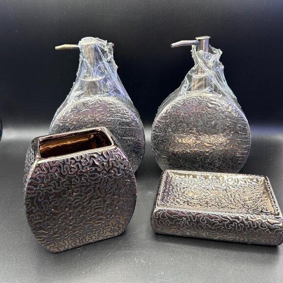 Bronze Tone Soap Dispensers Soap Box Bathroom Accessory Set of 4 - Picture 2 of 10